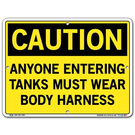 Vestil Sign, Caution, 12.5x9.5", Aluminum, .080, SI-C-80-B-AL-080 SI-C-80-B-AL-080